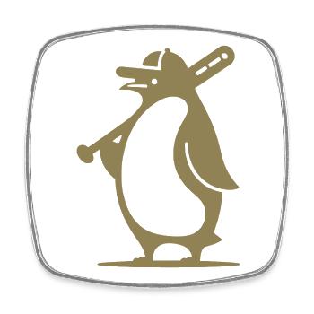 Pinguin Baseballspieler Silhouette - Viereckiger Kühlschrankmagnet - Weiß - Vorne