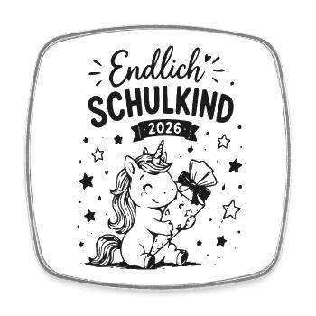 Endlich Schulkind 2026 Einhorn - Viereckiger Kühlschrankmagnet - Weiß - Vorne