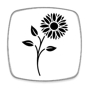 Blumen Silhouette Abstrakte Blütenkunst - Viereckiger Kühlschrankmagnet - Weiß - Vorne