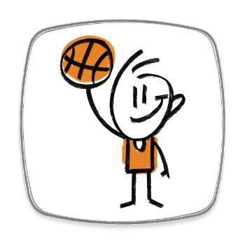 Basketball Basketballer - Viereckiger Kühlschrankmagnet - Weiß - Vorne