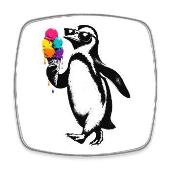 Cooler Pinguin mit Eis Illustration  - Viereckiger Kühlschrankmagnet - Weiß - Vorne