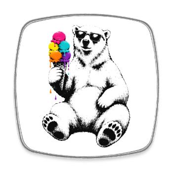 Eisbär mit Eis im Stencil Style   - Viereckiger Kühlschrankmagnet - Weiß - Vorne