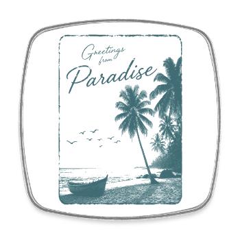 Grüße aus Retro Paradise - Viereckiger Kühlschrankmagnet - Weiß - Vorne
