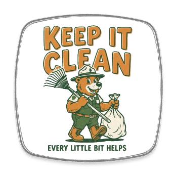 Keep It Clean Bear Clean-Grafik - Viereckiger Kühlschrankmagnet - Weiß - Vorne
