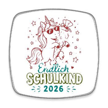 Unicornenfeier Schulkind 2026 - Viereckiger Kühlschrankmagnet - Weiß - Vorne