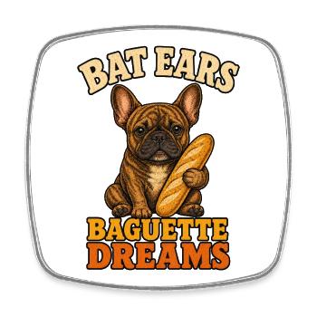 Bat Ears Frenchie Baguette Träume - Viereckiger Kühlschrankmagnet - Weiß - Vorne
