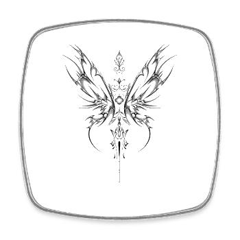 Ornamental Black Wings - Square fridge magnet - white - Front