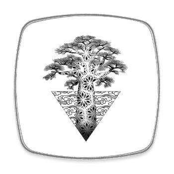 Geometrischer fraktaler Baum auf schwarzem Hintergrund - Viereckiger Kühlschrankmagnet - Weiß - Vorne