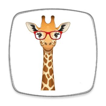 Lustige Giraffe mit roter Brille T-Shirt süßes Tier - Viereckiger Kühlschrankmagnet - Weiß - Vorne