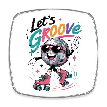 Let's Groove Disco auf Rollschuhen Retro  - Viereckiger Kühlschrankmagnet - Weiß - Vorne