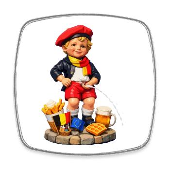 Belgische Manneken Pis - Viereckiger Kühlschrankmagnet - Weiß - Vorne