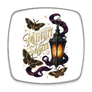 Minuit s'agite: lanterne et papillons - Magnet carré - blanc - Devant