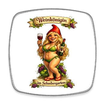 Weinkönigin im Schrebergarten - Viereckiger Kühlschrankmagnet - Weiß - Vorne