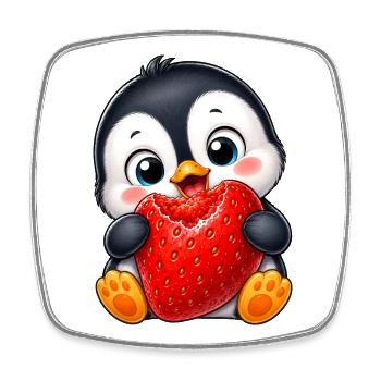 Süßer Pinguin mit Erdbeeren Cartoon Sommer - Viereckiger Kühlschrankmagnet - Weiß - Vorne