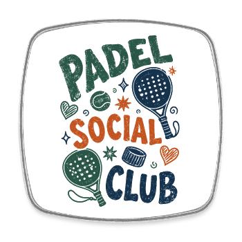Vintage Padel Social Club - Viereckiger Kühlschrankmagnet - Weiß - Vorne