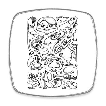 Cartoon Faces - Magnet carré - blanc - Devant