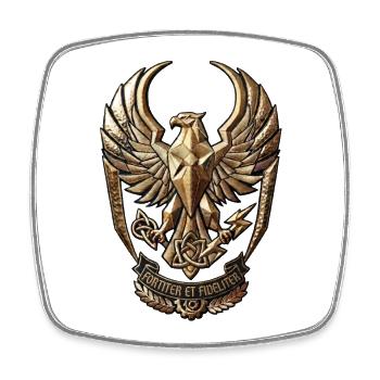 Erhabener Adler Wappen – Fortiter et Fideliter - Viereckiger Kühlschrankmagnet - Weiß - Vorne