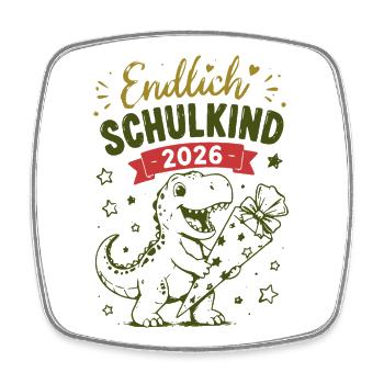 Endlich Schulkind 2026 - Viereckiger Kühlschrankmagnet - Weiß - Vorne