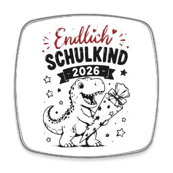 Endlich Schulkind 2026 - Viereckiger Kühlschrankmagnet - Weiß - Vorne