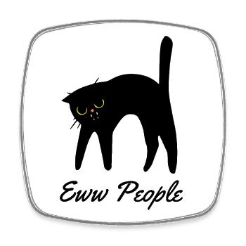Eww People Black Cat Funny Introvert T-Shirt - Viereckiger Kühlschrankmagnet - Weiß - Vorne