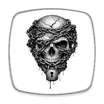 Chained Skull Gothic Horror Graphic - Square fridge magnet - white - Front