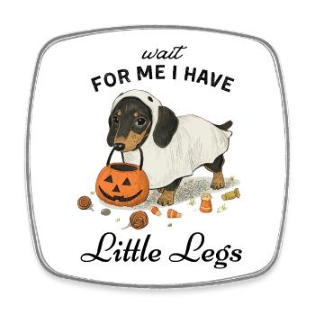 Teckel Fantôme Halloween Citrouille mignonne - Magnet carré - blanc - Devant