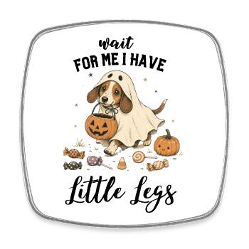 Dachshund Ghost Halloween Pumpkin Autumn - Square fridge magnet - white - Front