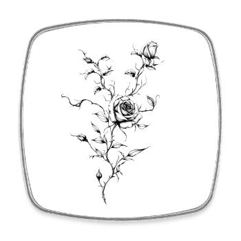 Rose Engraved Floral Ink - Square fridge magnet - white - Front