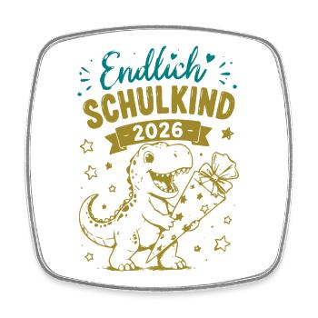 Endlich Schulkind 2026 - Viereckiger Kühlschrankmagnet - Weiß - Vorne