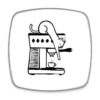 Minimalist Coffee Cat - Square fridge magnet - white - Front