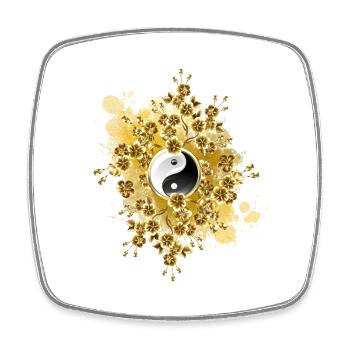 Yin Yang Flowers – Zen Gift - Square fridge magnet - white - Front