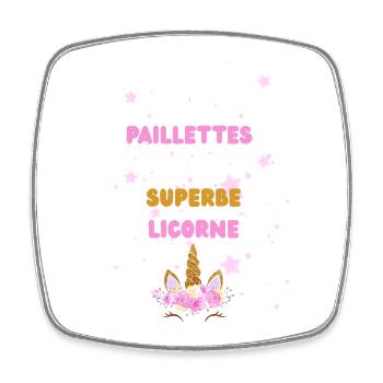 Créatures Fantastiques - Eau de Paillettes Licorne - Magnet carré - blanc - Devant