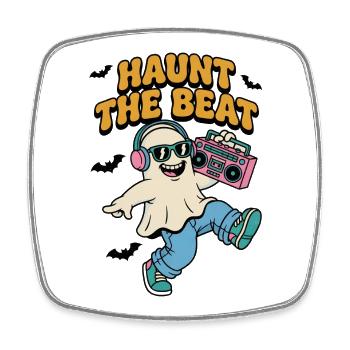 Haunt the Beat Ghost DJ - Square fridge magnet - white - Front