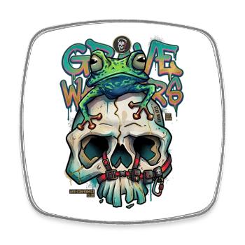 Grave Walkers Frog Skull Graffiti Streetwear Art - Square fridge magnet - white - Front