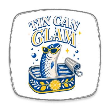 Sardines glamour en conserve avec lunettes de soleil - Magnet carré - blanc - Devant
