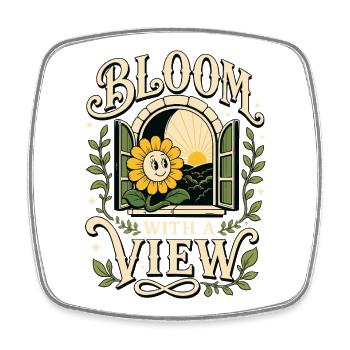 Bloom With a View Sunflower - Square fridge magnet - white - Front