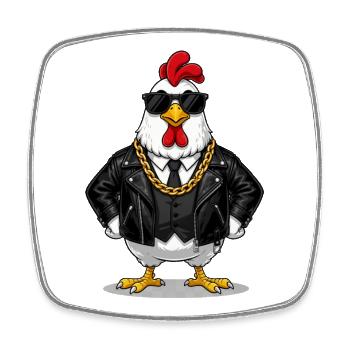 Chicken Mafia Style Cartoon T-Shirt - Square fridge magnet - white - Front