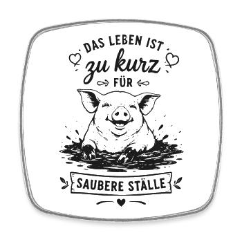 Zu kurz fürs saubere Ställe - Viereckiger Kühlschrankmagnet - Weiß - Vorne
