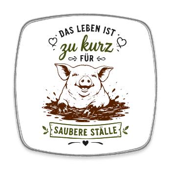 Zu kurz für Saubere Ställe - Viereckiger Kühlschrankmagnet - Weiß - Vorne
