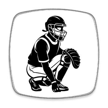 Fastpitch Softball Catcher - Square fridge magnet - white - Front