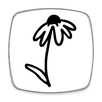 Blume One Line Art - Viereckiger Kühlschrankmagnet - Weiß - Vorne