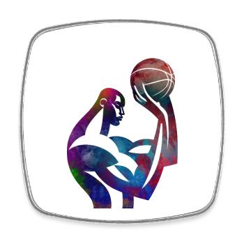 Basketball player in Colorful Abstraction - Square fridge magnet - white - Front