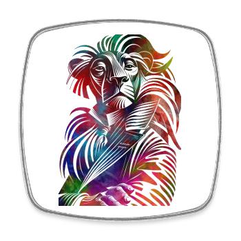 Die Symphonie der Farben des Löwen - Viereckiger Kühlschrankmagnet - Weiß - Vorne