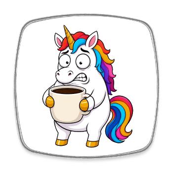 Funny Unicorn Coffee Overload - Square fridge magnet - white - Front
