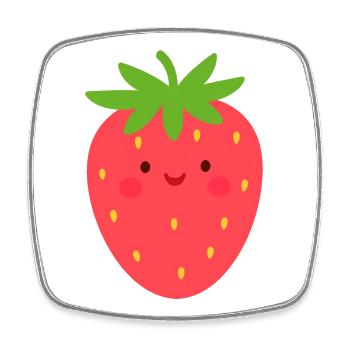 Red Kawaii Strawberry – Sweet Fruit Design - Square fridge magnet - white - Front