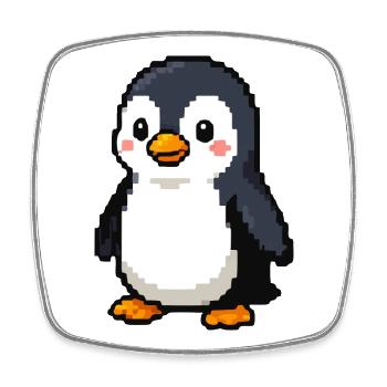 Pixel Penguin: Playful Retro Aesthetic - Square fridge magnet - white - Front