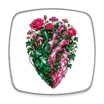 Crystal Heart Nature - Square fridge magnet - white - Front