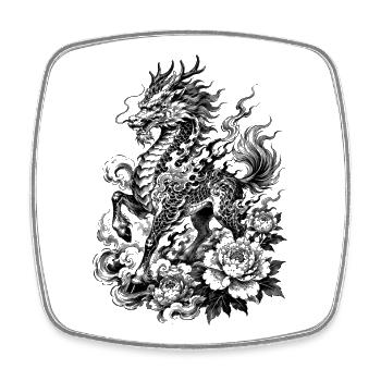 Kirin japonais dans le style de tatouage Irezumi - Magnet carré - blanc - Devant