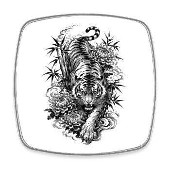 Japanese tiger in Irezumi tattoo style - Square fridge magnet - white - Front