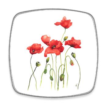 Coquelicots rouges - Magnet carré - blanc - Devant